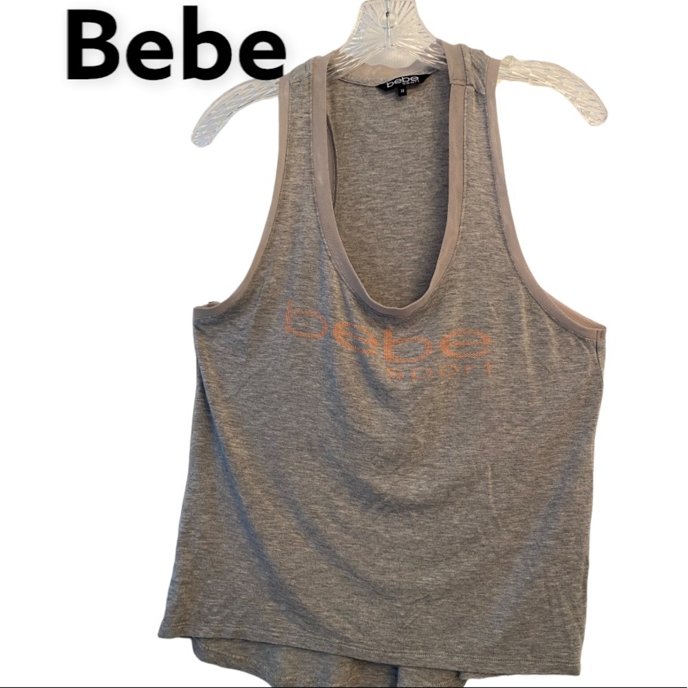Bebe Sport Racerback Gray Logo Tank M